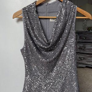 ELIZA J SEQUIN SILVER TOP